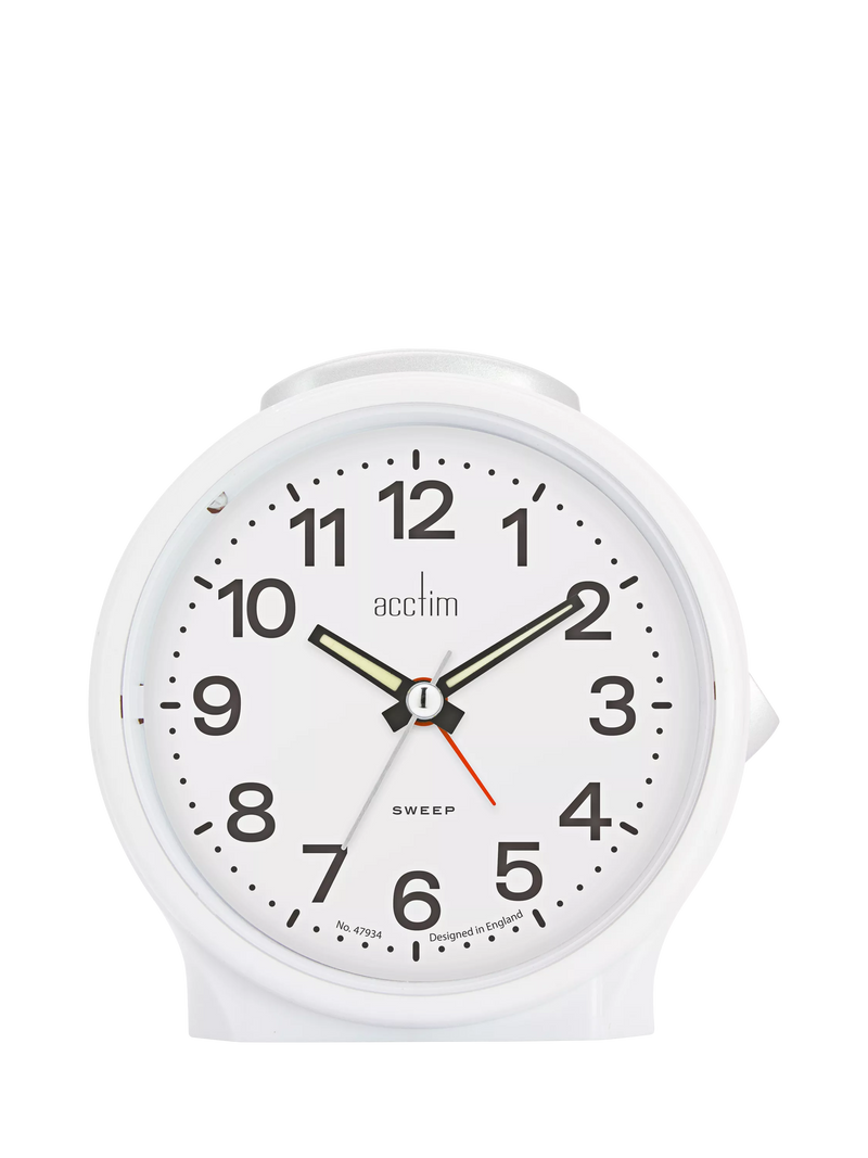 Acctim Emma Silent Sweep Analogue Alarm Clock Black Bedside Clock
