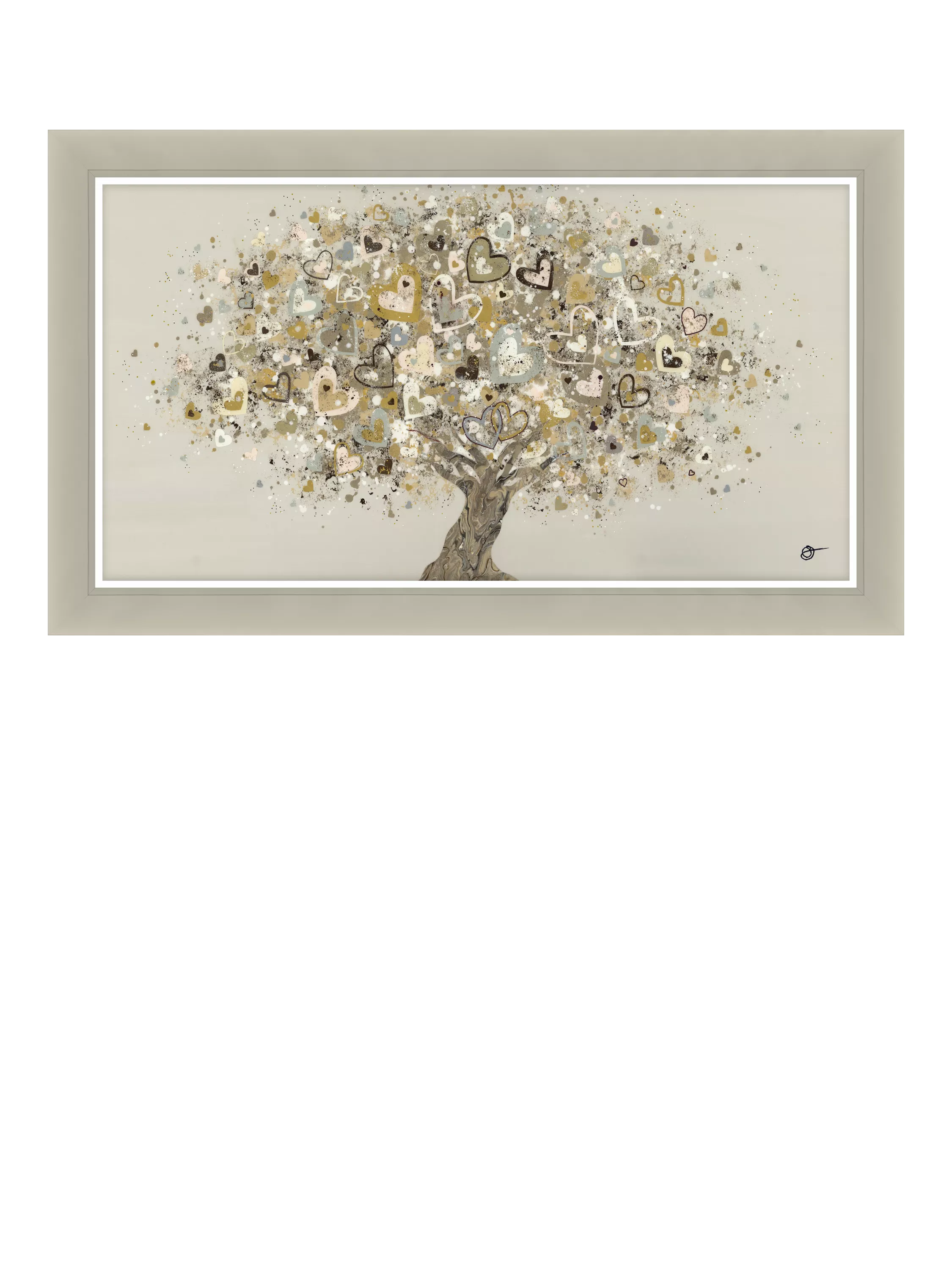 John Lewis Sara Otter Neutral Heart Tree framed print 72x122cm (British brand)