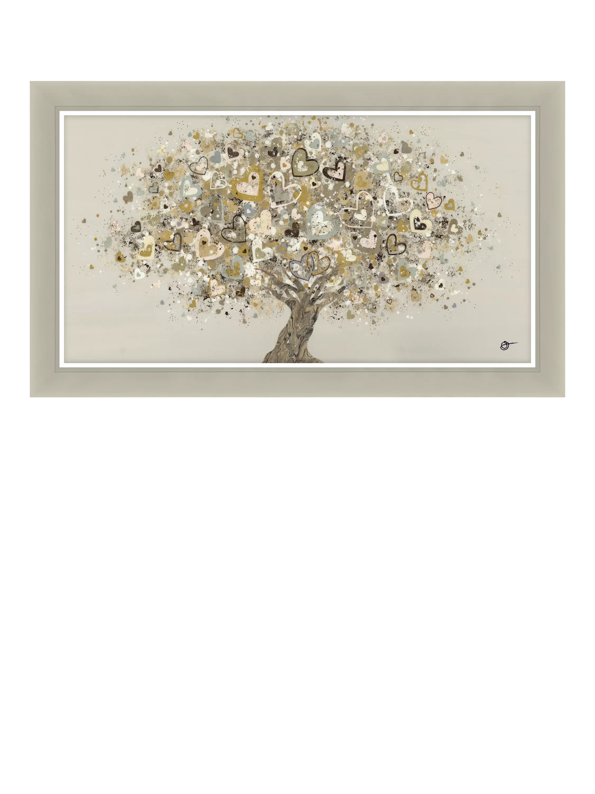 John Lewis Sara Otter Neutral Heart Tree framed print 72x122cm (British brand)