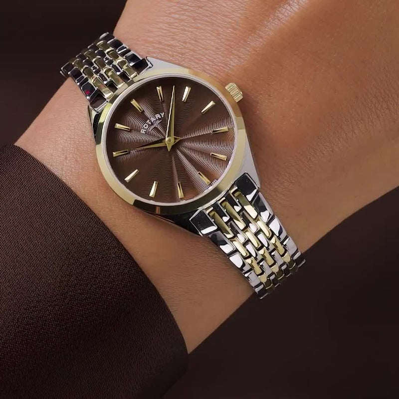 Rotary Ultra Slim women's watch 27mm brown dial (British brand)
