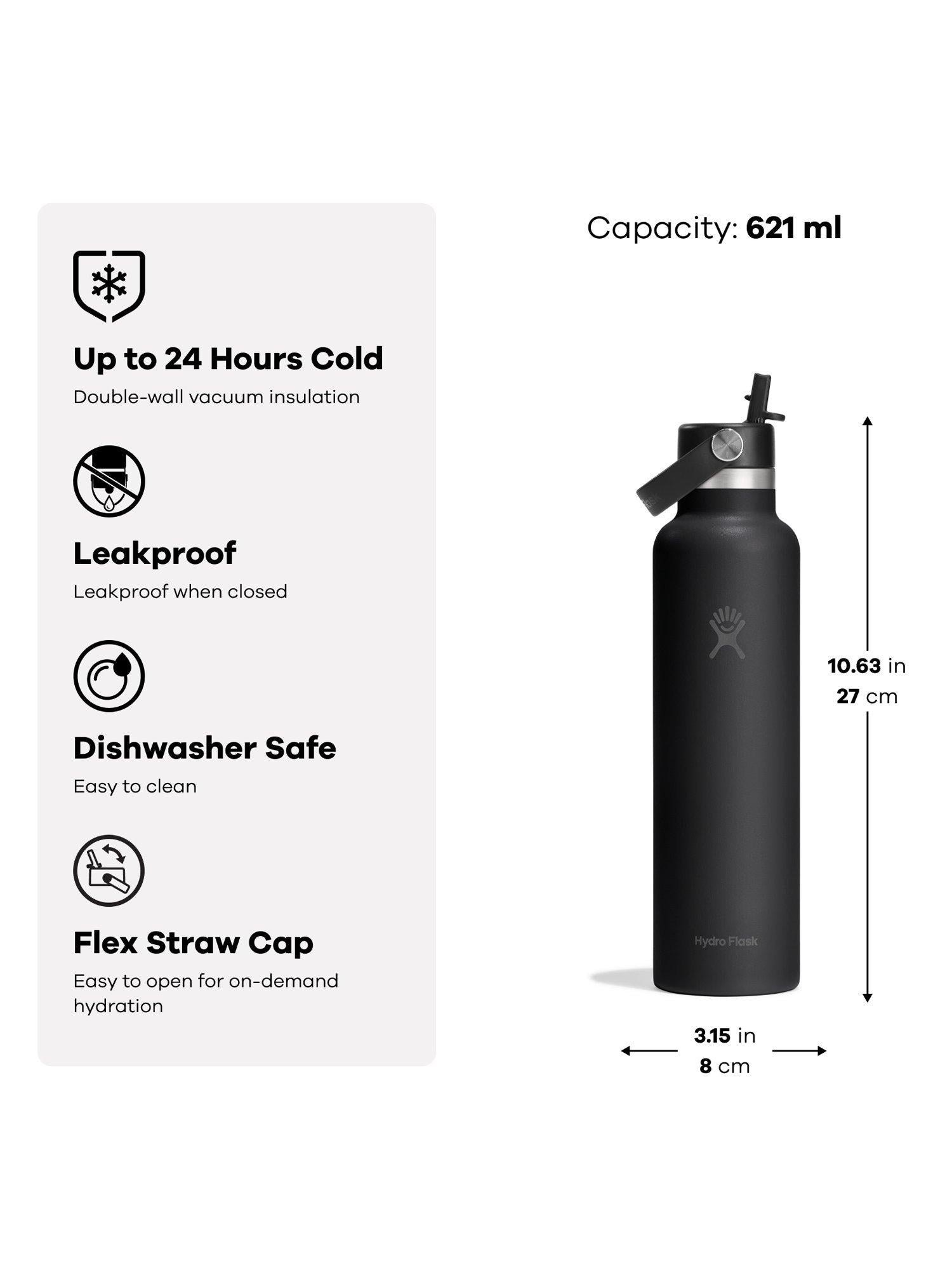 Hydro Flask drinks bottle flip straw 621ml - British product