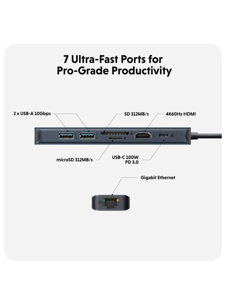 Targus HyperDrive Next 7 USB-C Hub with 7 ports, imported from the UK