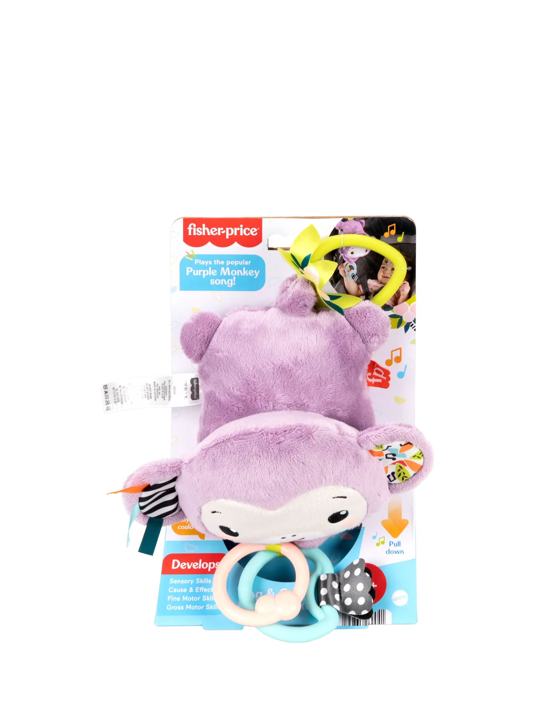 Fisher-Price Purple Monkey baby activity stroller toy, UK version