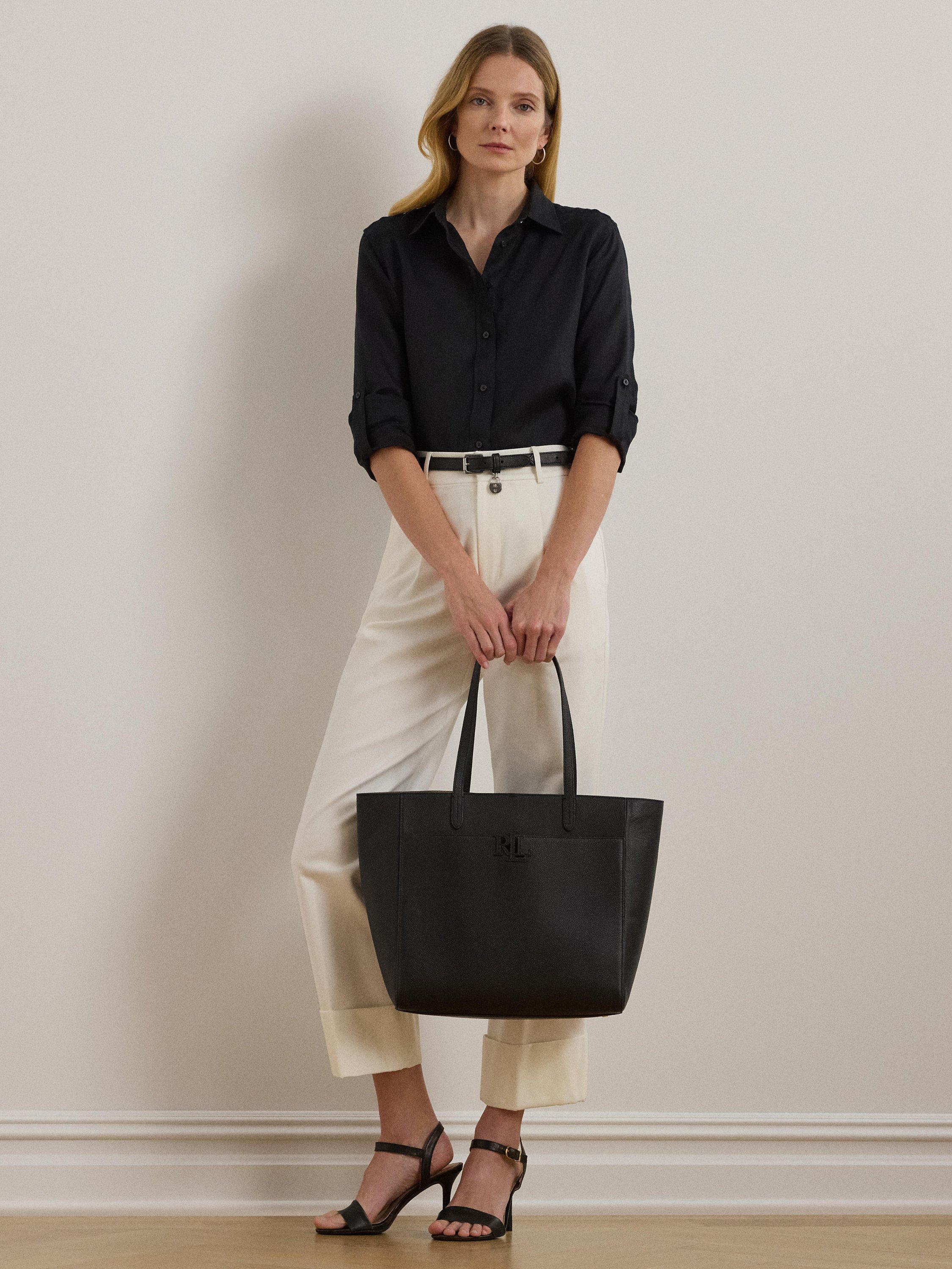 Ralph Lauren Cameryn large pebbled leather tote bag - British product