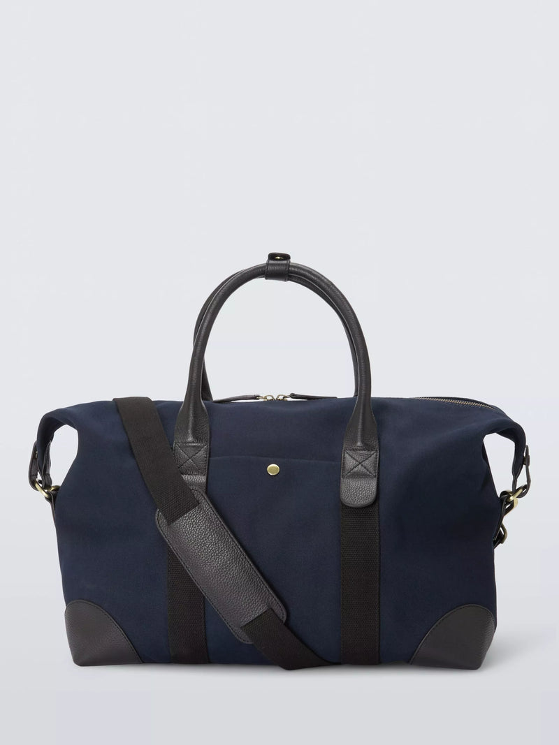 John Lewis cotton canvas overnighter bag with leather corners, UK version