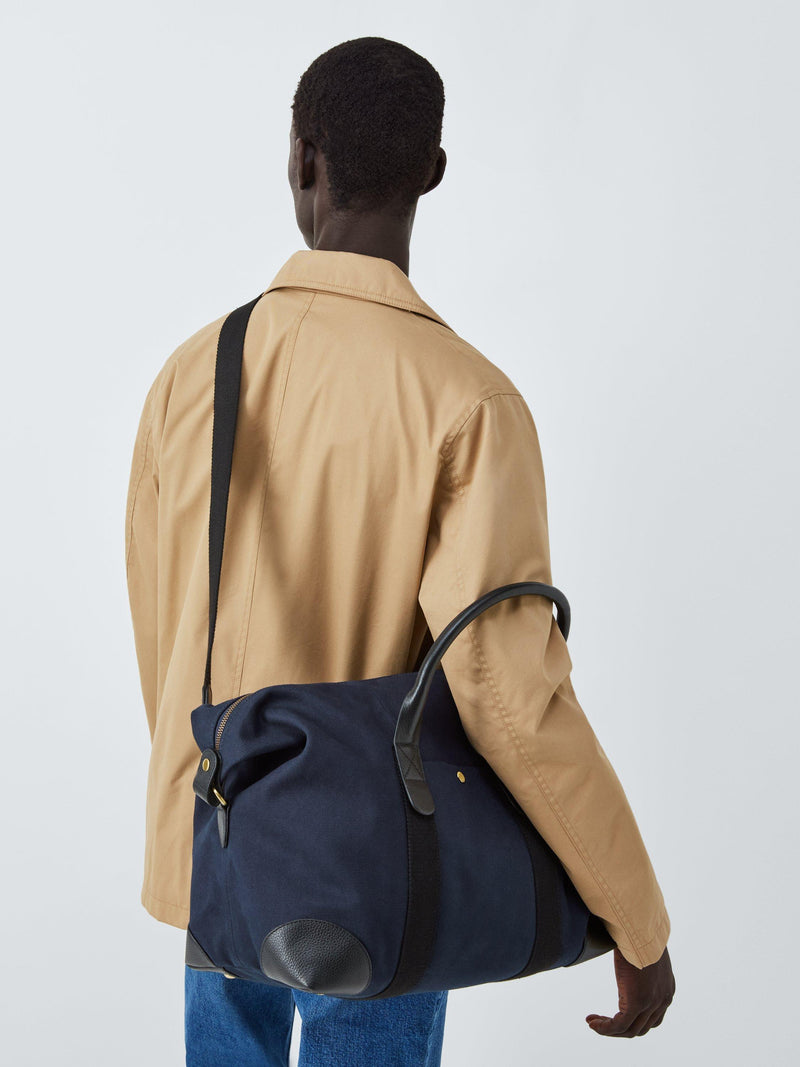 John Lewis cotton canvas overnighter bag with leather corners, UK version