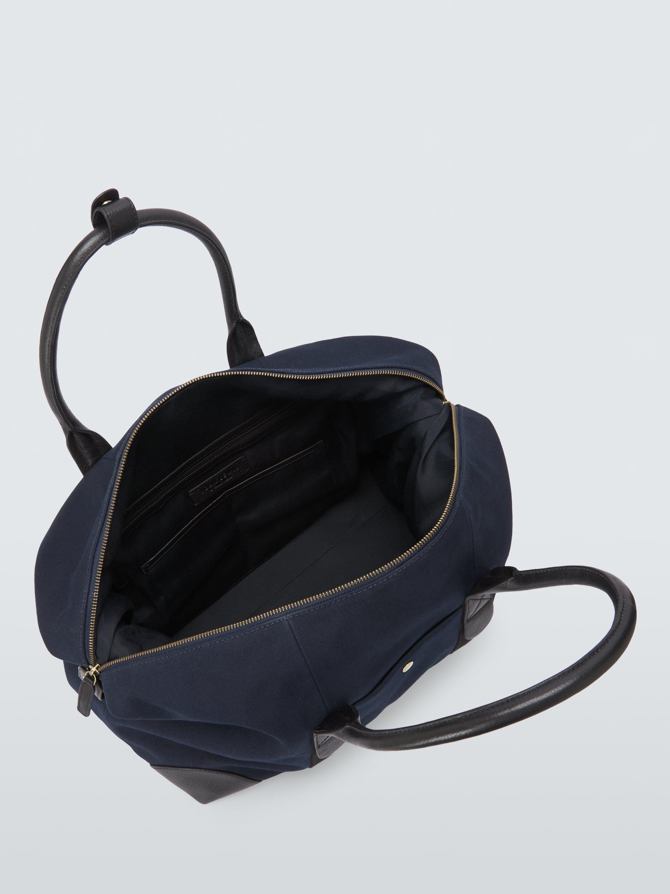 John Lewis cotton canvas overnighter bag with leather corners, UK version