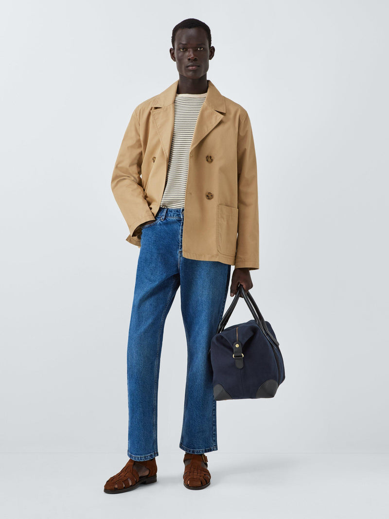 John Lewis cotton canvas overnighter bag with leather corners, UK version