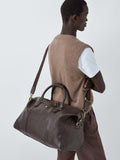 John Lewis leather weekender bag large, imported from the UK