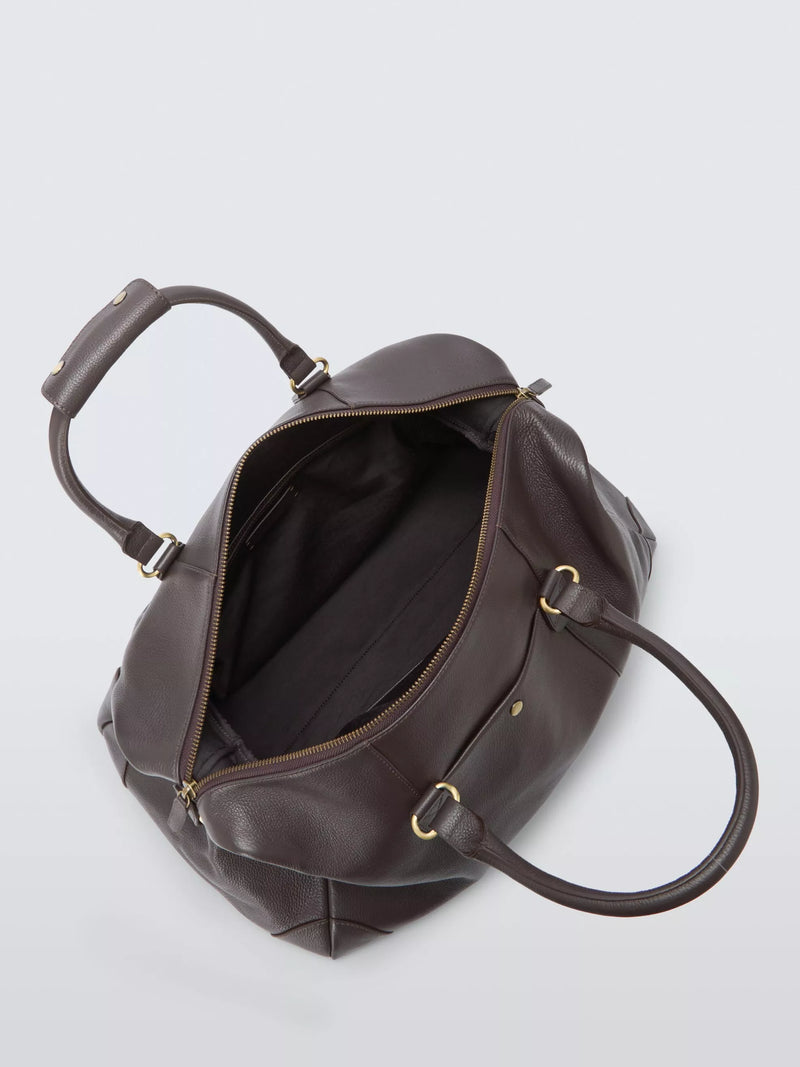 John Lewis leather weekender bag large, imported from the UK