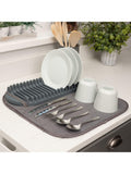 ADDIS grey microfibre sink mat with drying rack, UK version