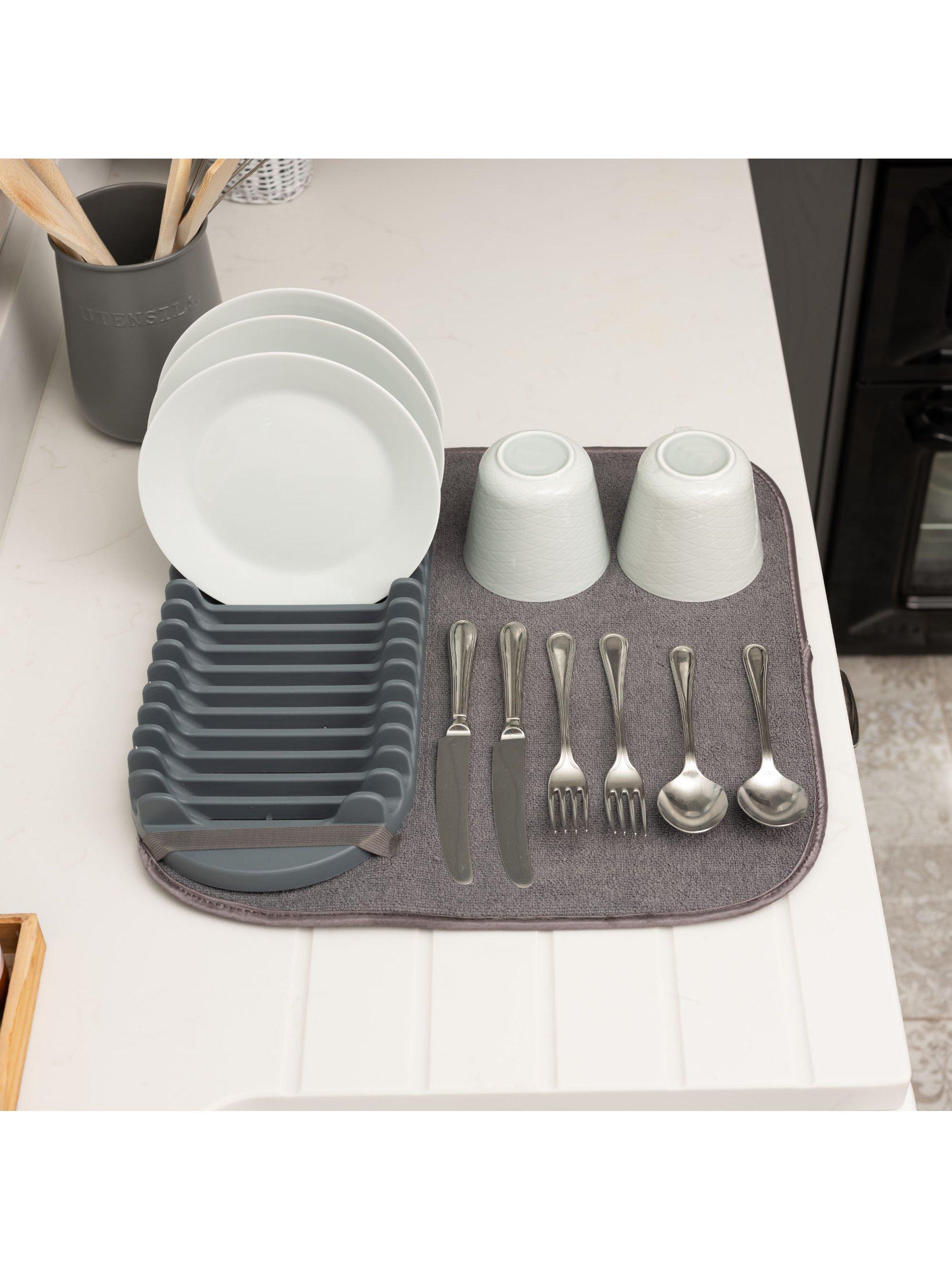 ADDIS grey microfibre sink mat with drying rack, UK version
