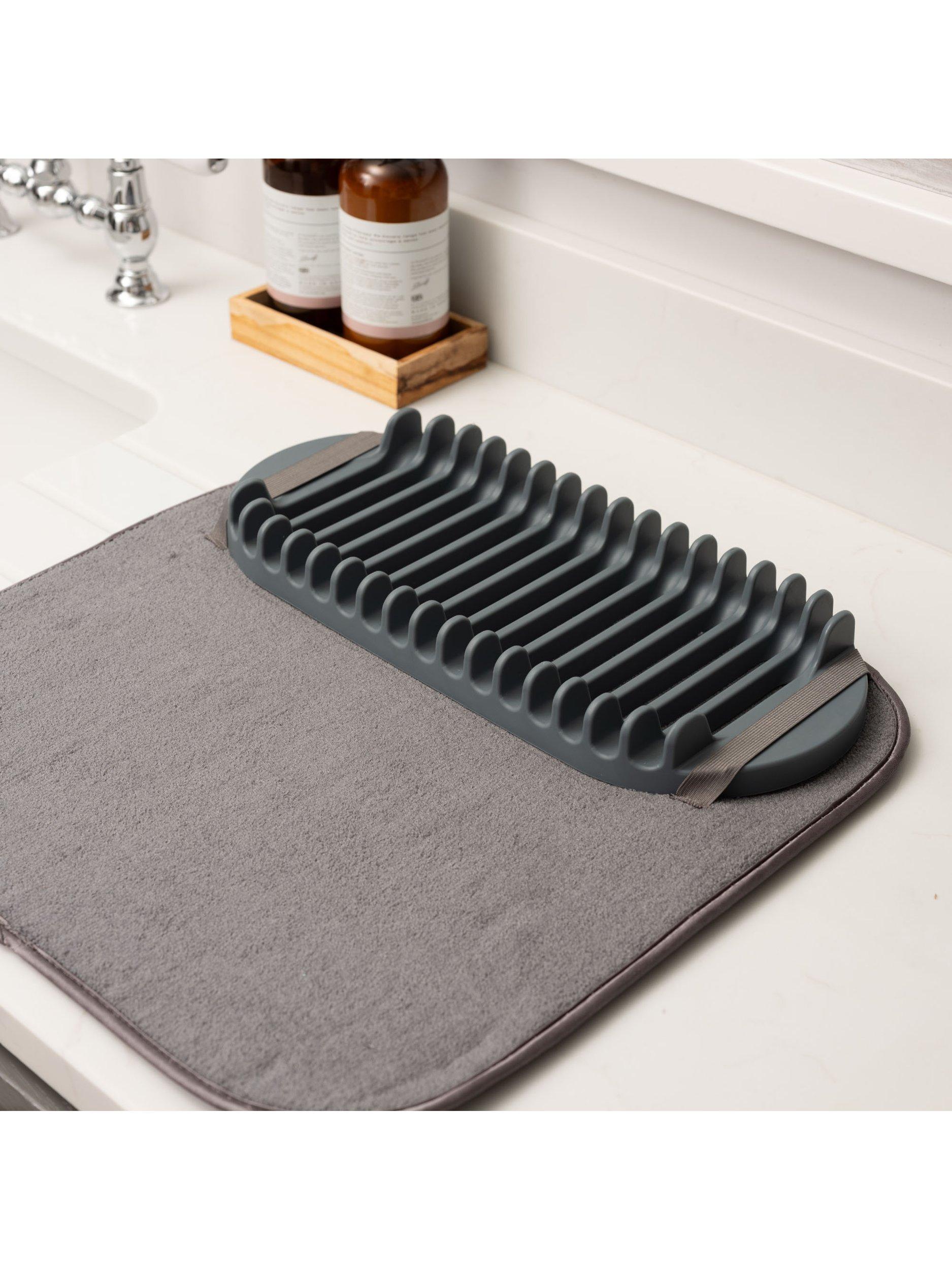 ADDIS grey microfibre sink mat with drying rack, UK version