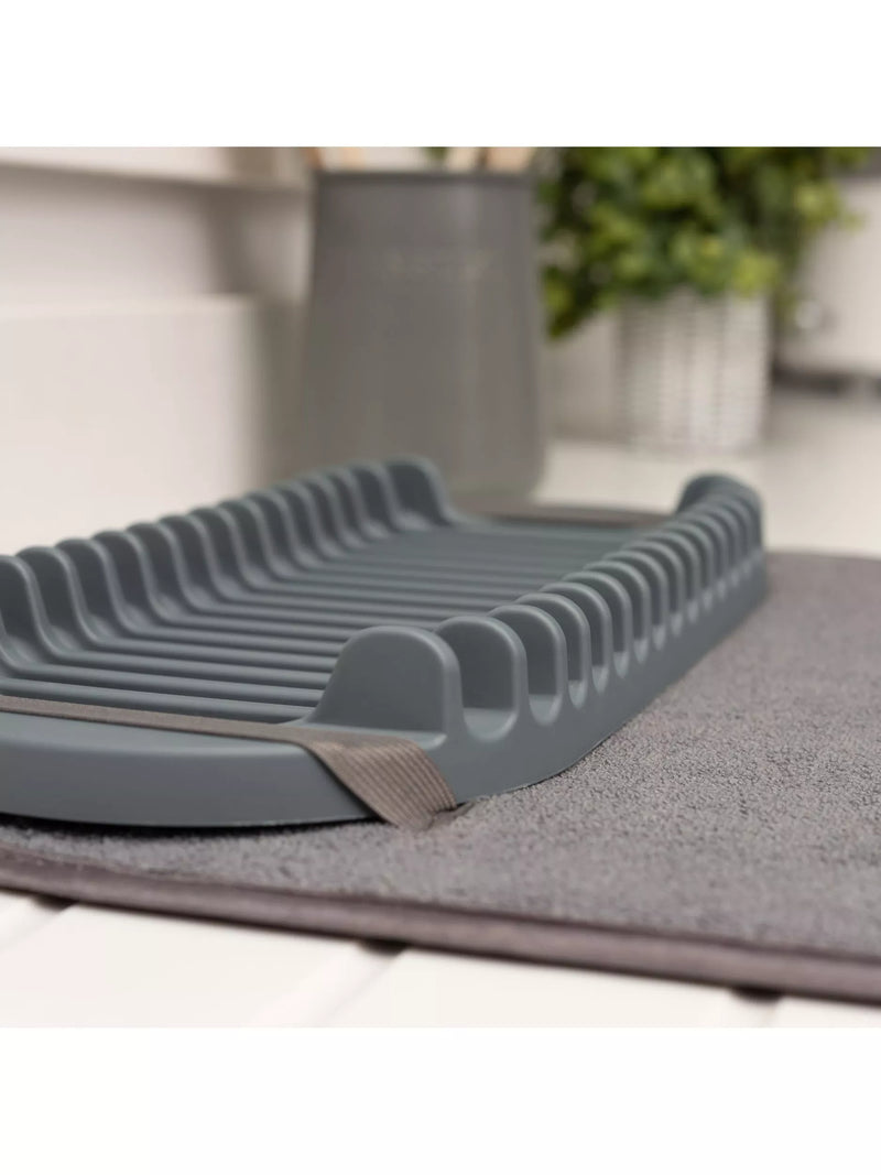 ADDIS grey microfibre sink mat with drying rack, UK version
