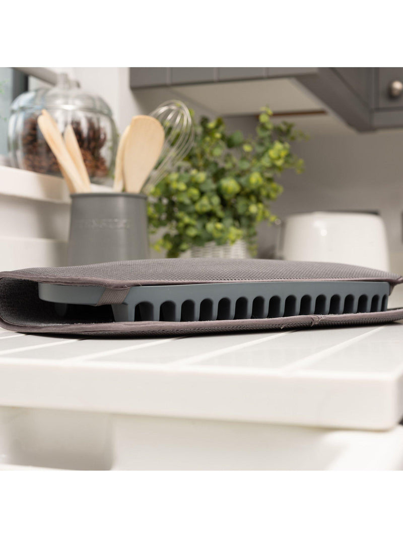 ADDIS grey microfibre sink mat with drying rack, UK version