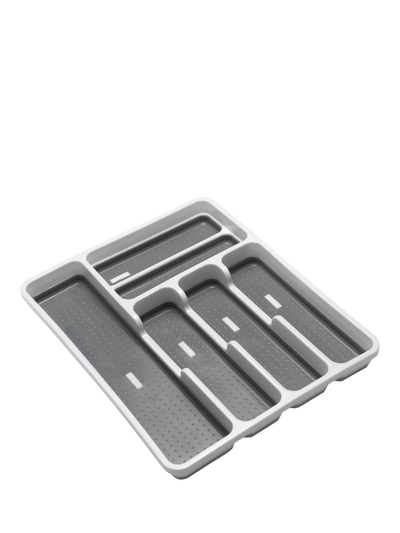 John Lewis ADDIS Anti-Slip Drawer Organiser, White/Grey, Small- Buy online at McGrocer