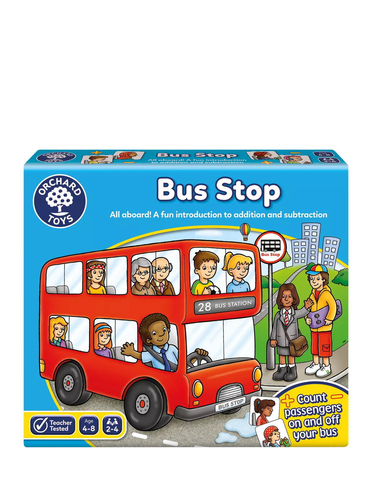 Orchard Toys Bus Stop Maths Game board game, imported from the UK