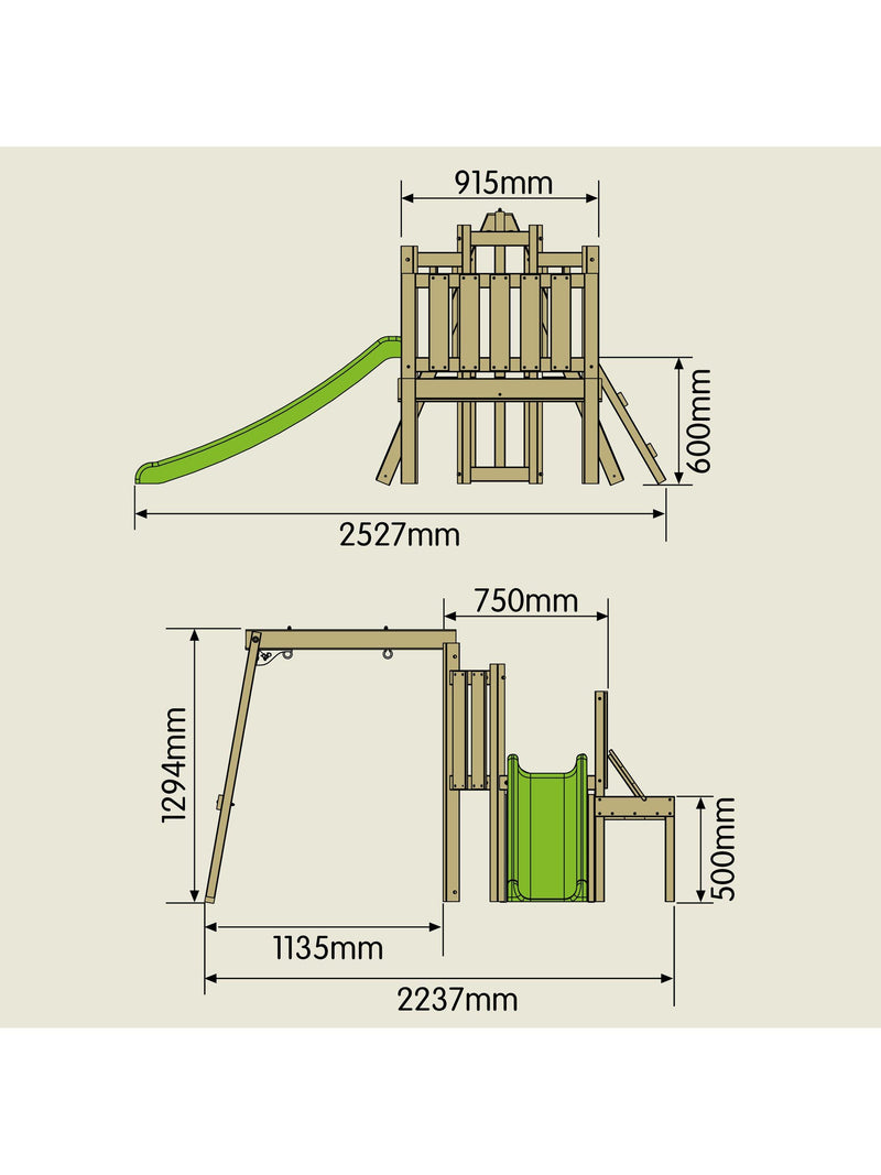 TP Toys toddler wooden swing set with slide and sandpit (British brand)