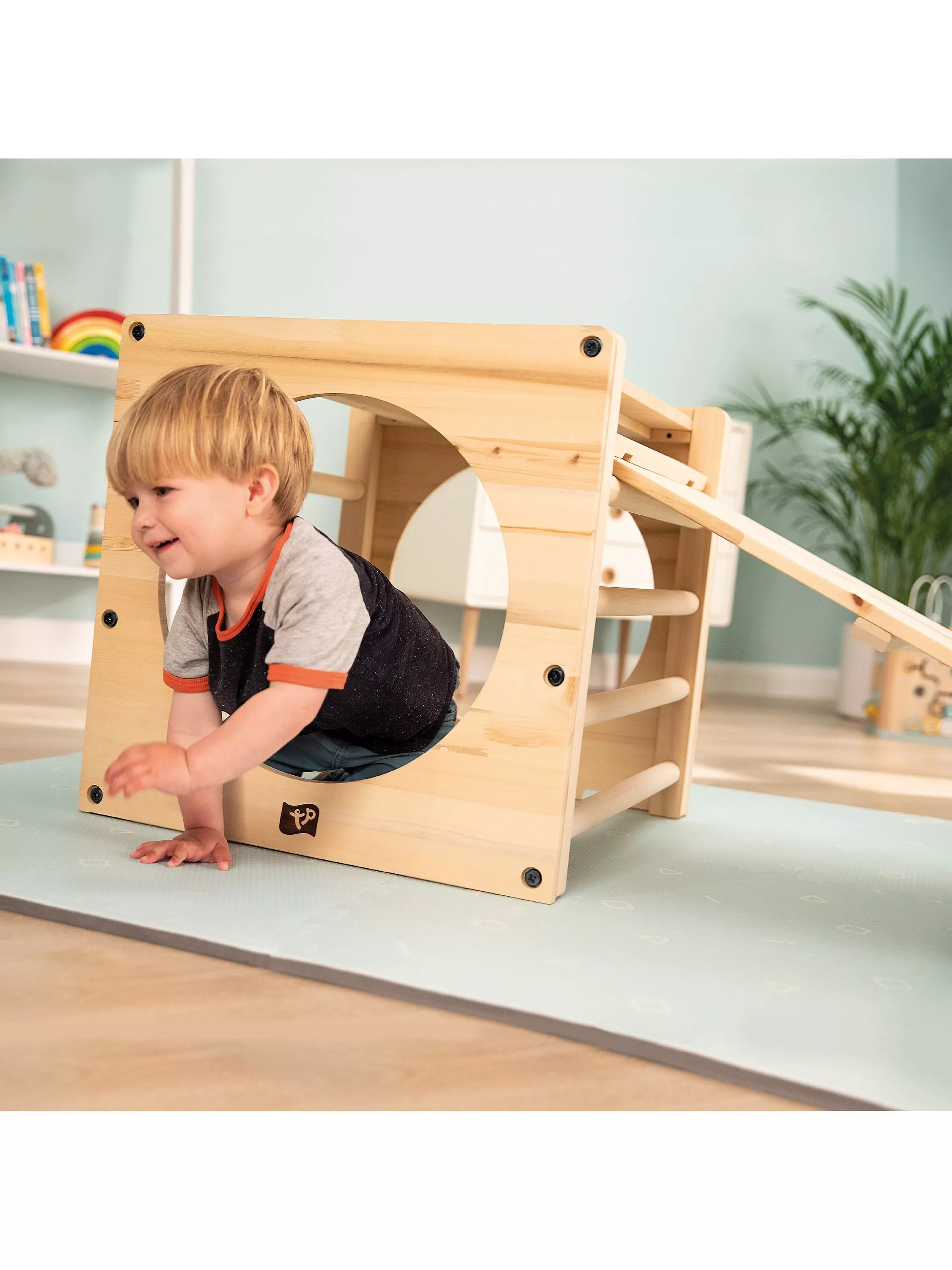 TP Toys wooden climbing cube with bridge and slide (British brand)