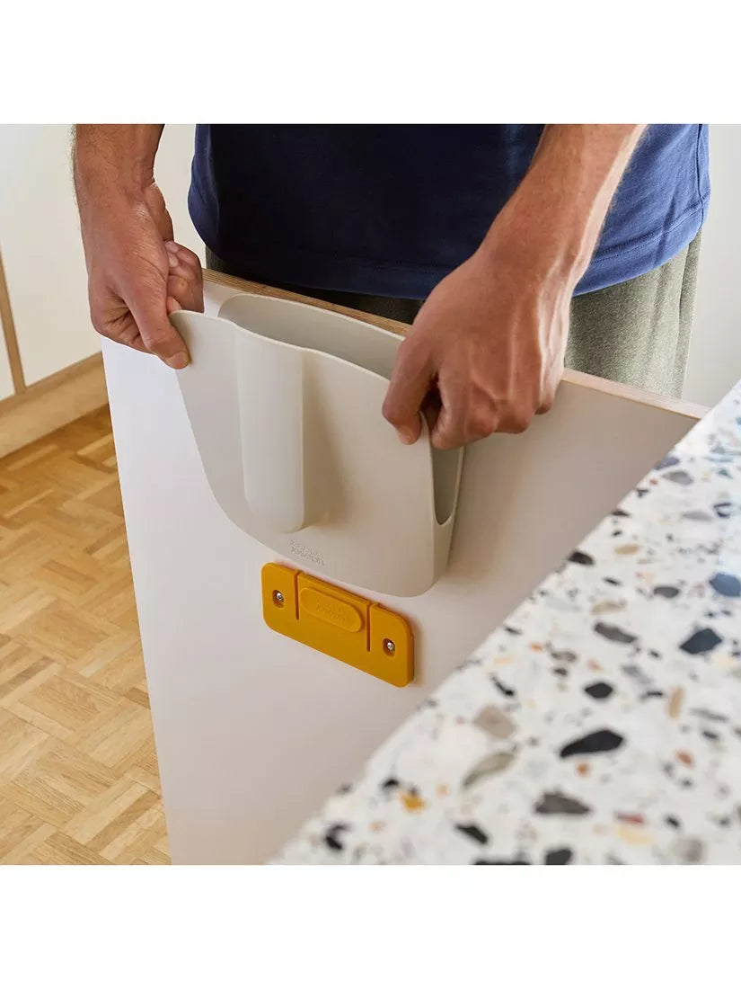 Joseph Joseph wall mounted dustpan and brush, stone, UK version