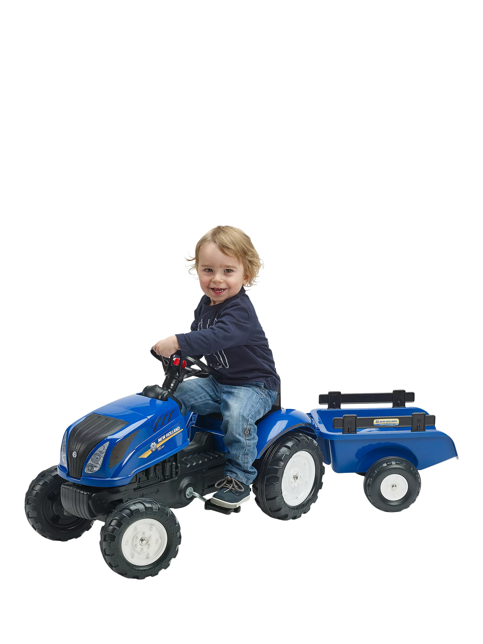 Mookie New Holland pedal tractor with trailer, UK version