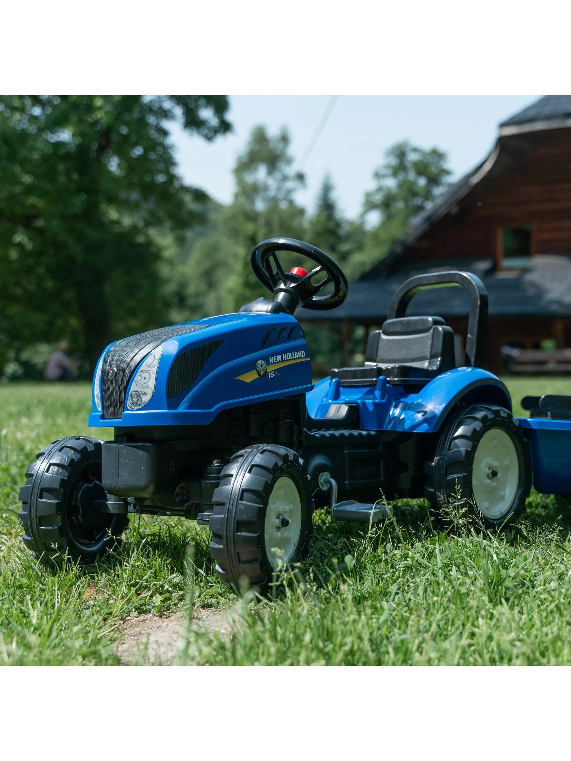 Mookie New Holland pedal tractor with trailer, UK version