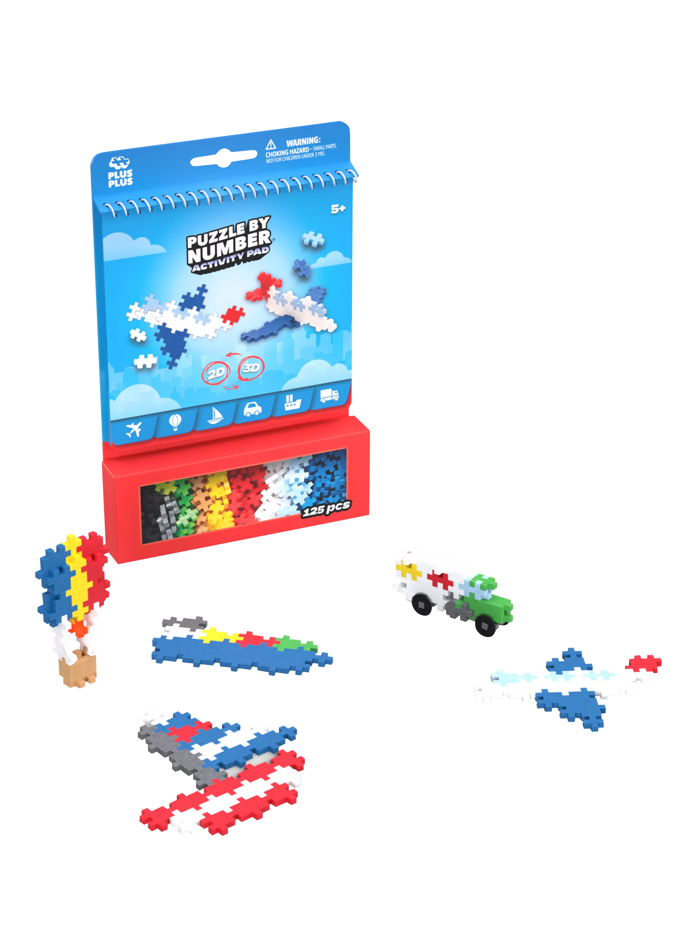 Plus-Plus Puzzle by Number Transportation Activity Pad 125 pieces (British brand)