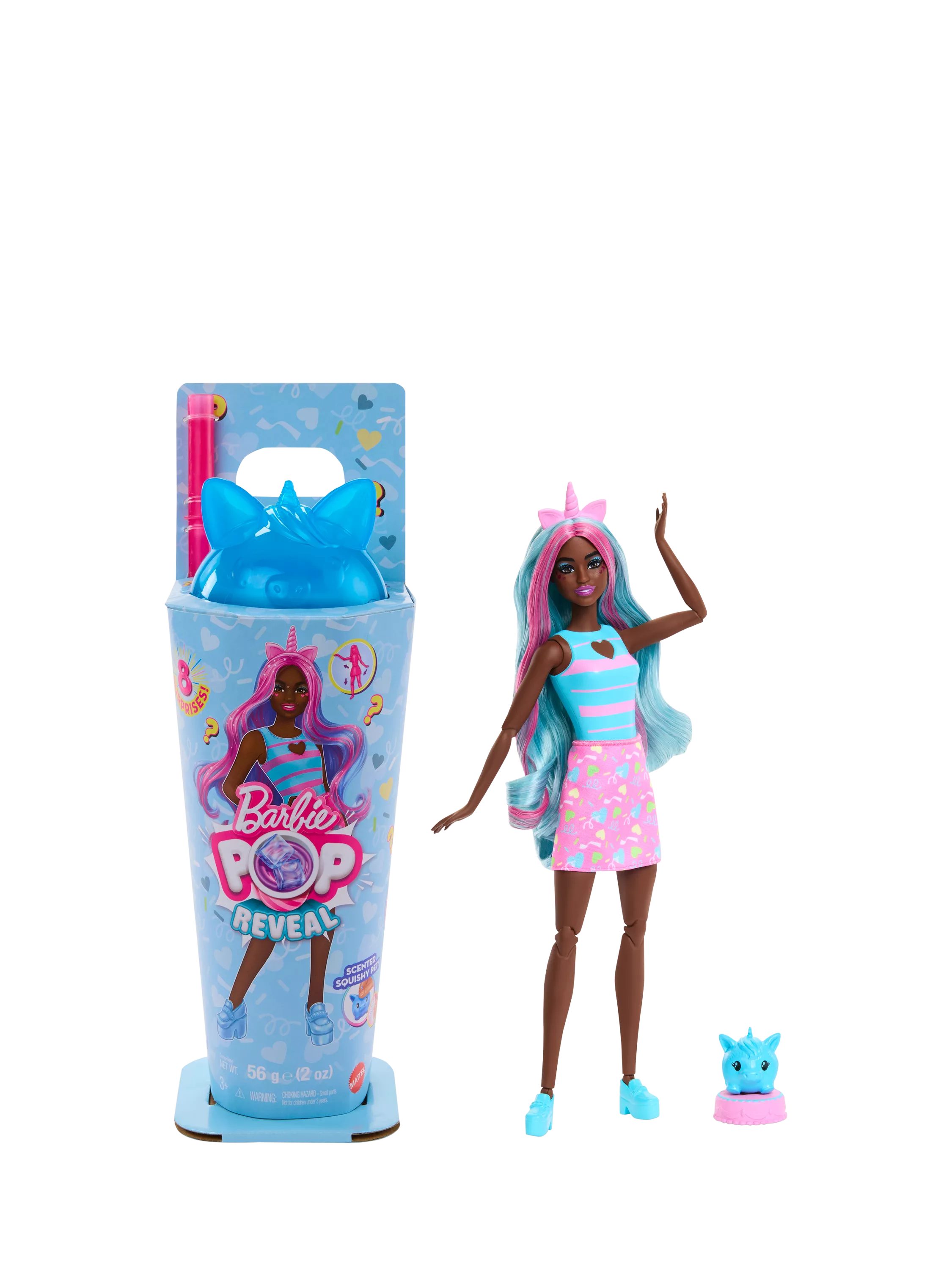 Barbie Pop Reveal doll with sensory slime and surprises, UK version