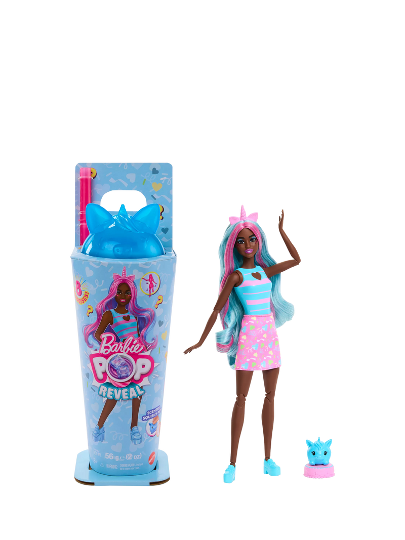 Barbie Pop Reveal doll with sensory slime and surprises, UK version