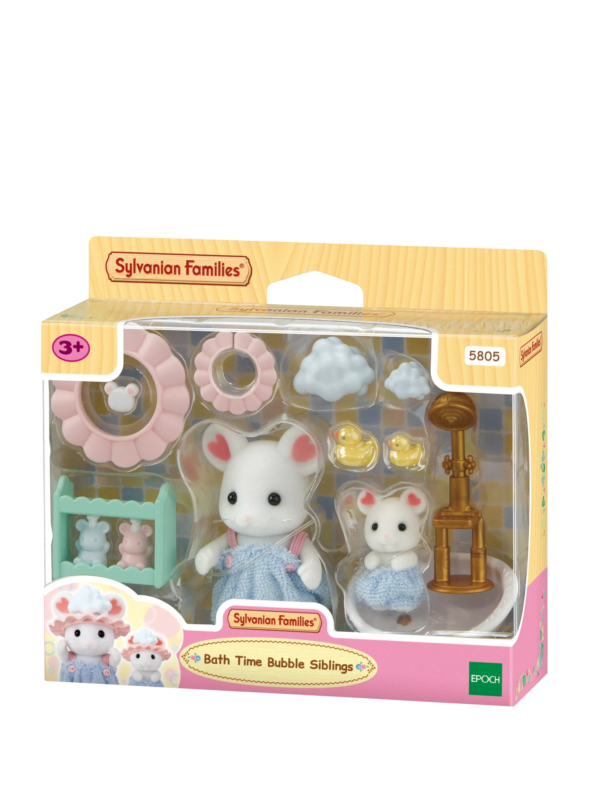 Sylvanian Families Bath Time Bubble Siblings set with Marshmallow Mouse figures - British product