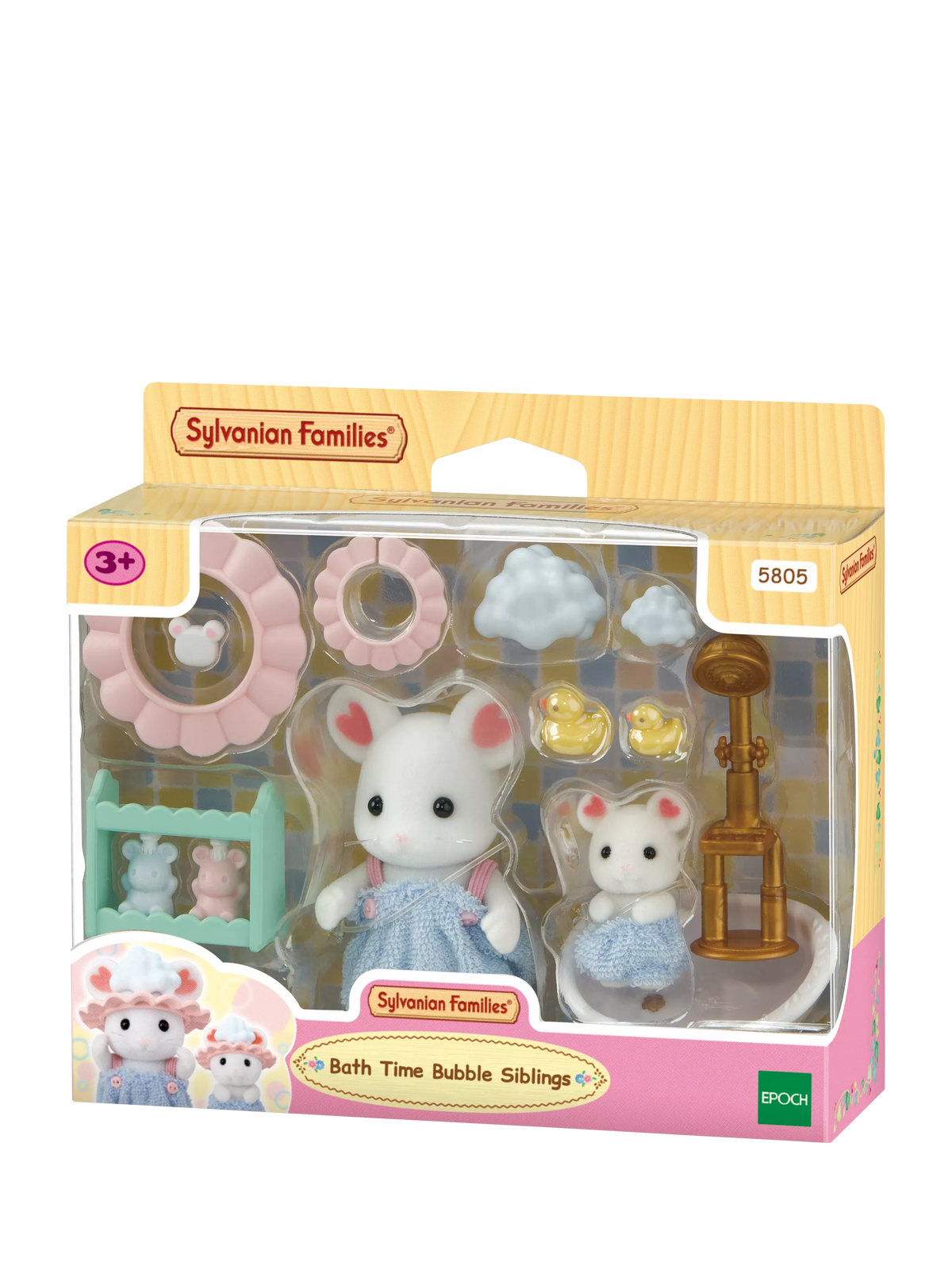 Sylvanian Families Bath Time Bubble Siblings set with Marshmallow Mouse figures - British product