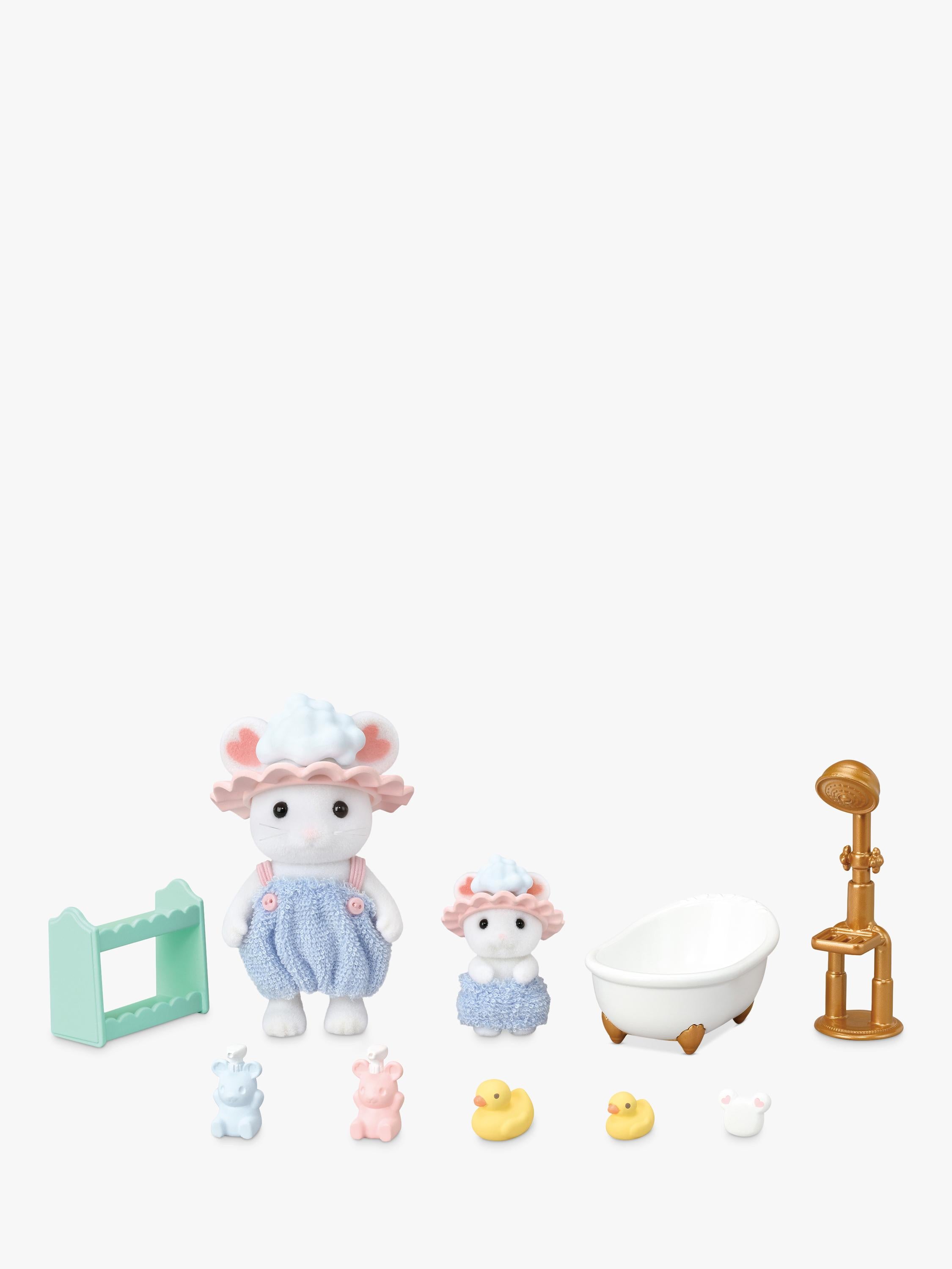 Sylvanian Families Bath Time Bubble Siblings set with Marshmallow Mouse figures - British product