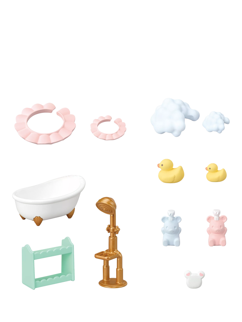 Sylvanian Families Bath Time Bubble Siblings set with Marshmallow Mouse figures - British product