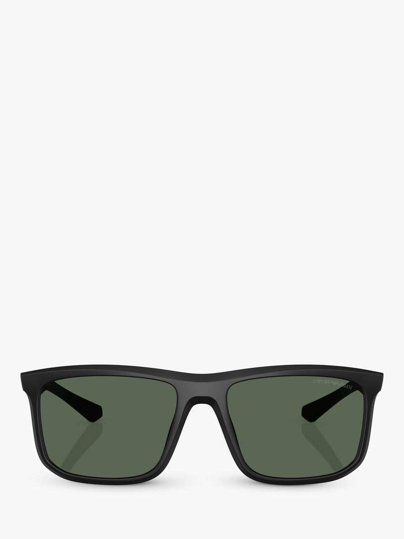 Emporio Armani men's square sunglasses matte black 57mm (British brand)
