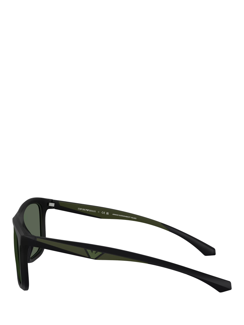 Emporio Armani men's square sunglasses matte black 57mm (British brand)