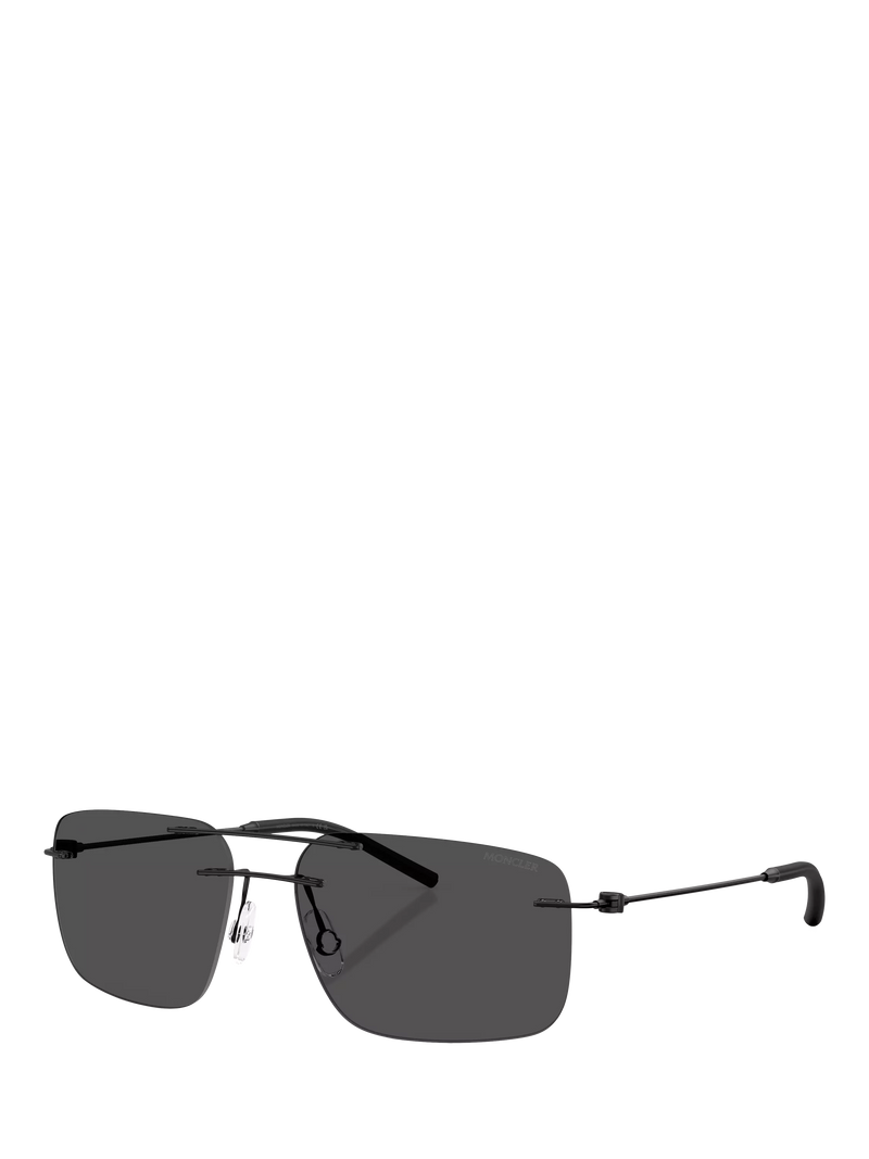 Moncler rectangular sunglasses matte black 56mm, imported from the UK