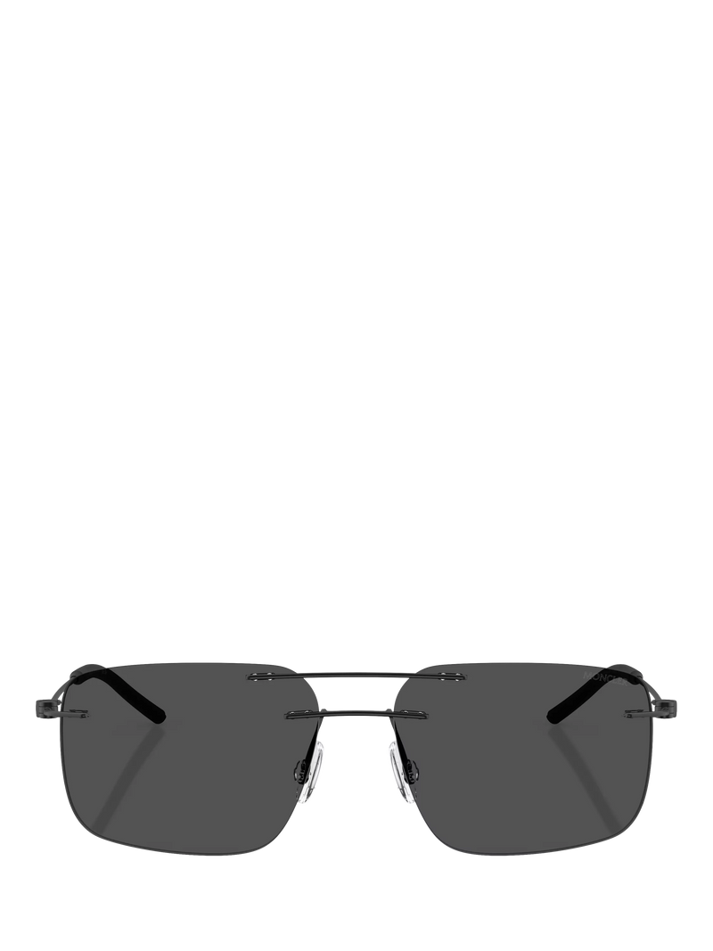 Moncler rectangular sunglasses matte black 56mm, imported from the UK