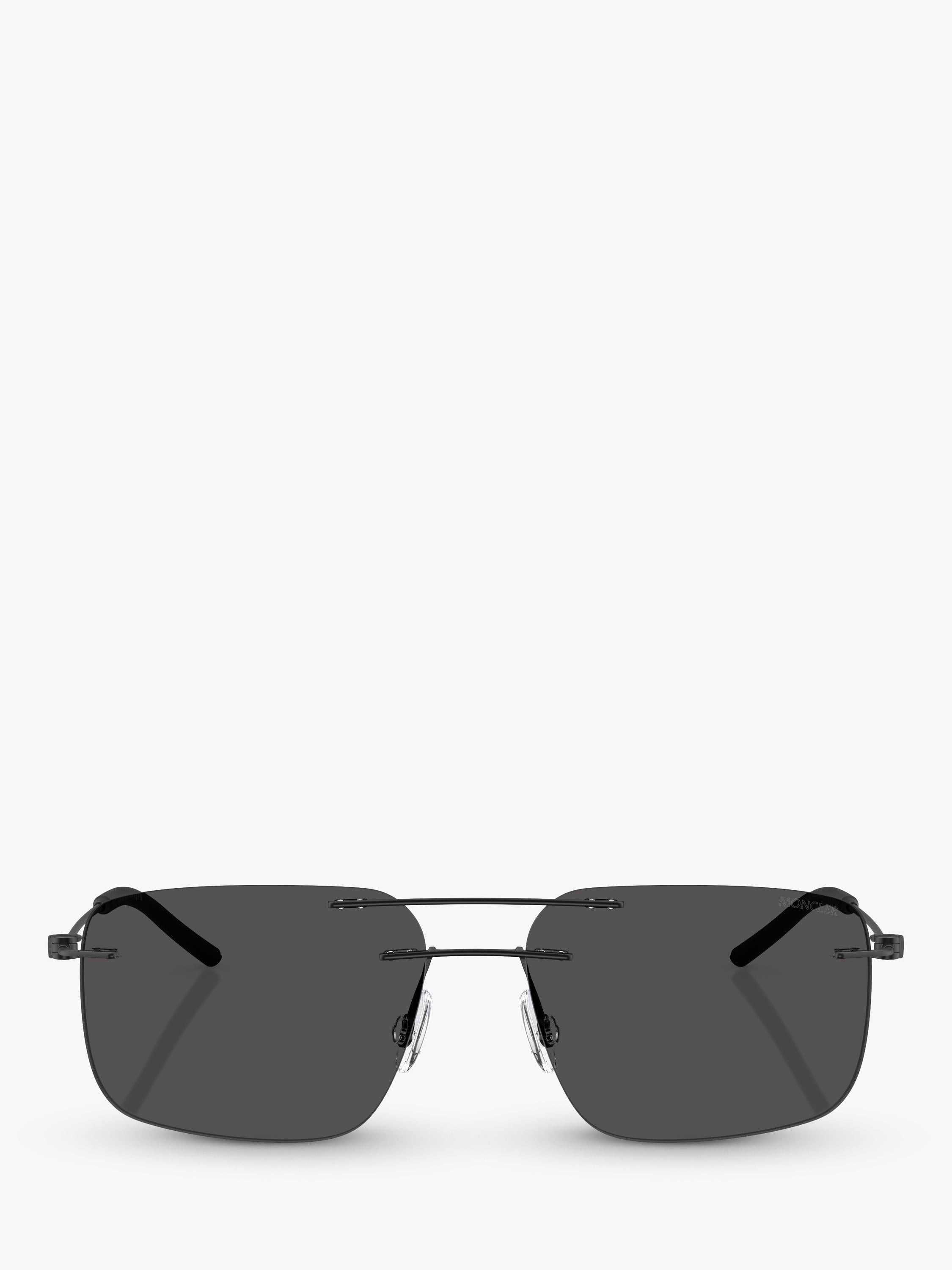 Moncler rectangular sunglasses matte black 56mm, imported from the UK