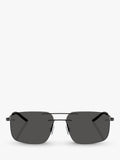 Moncler rectangular sunglasses matte black 56mm, imported from the UK