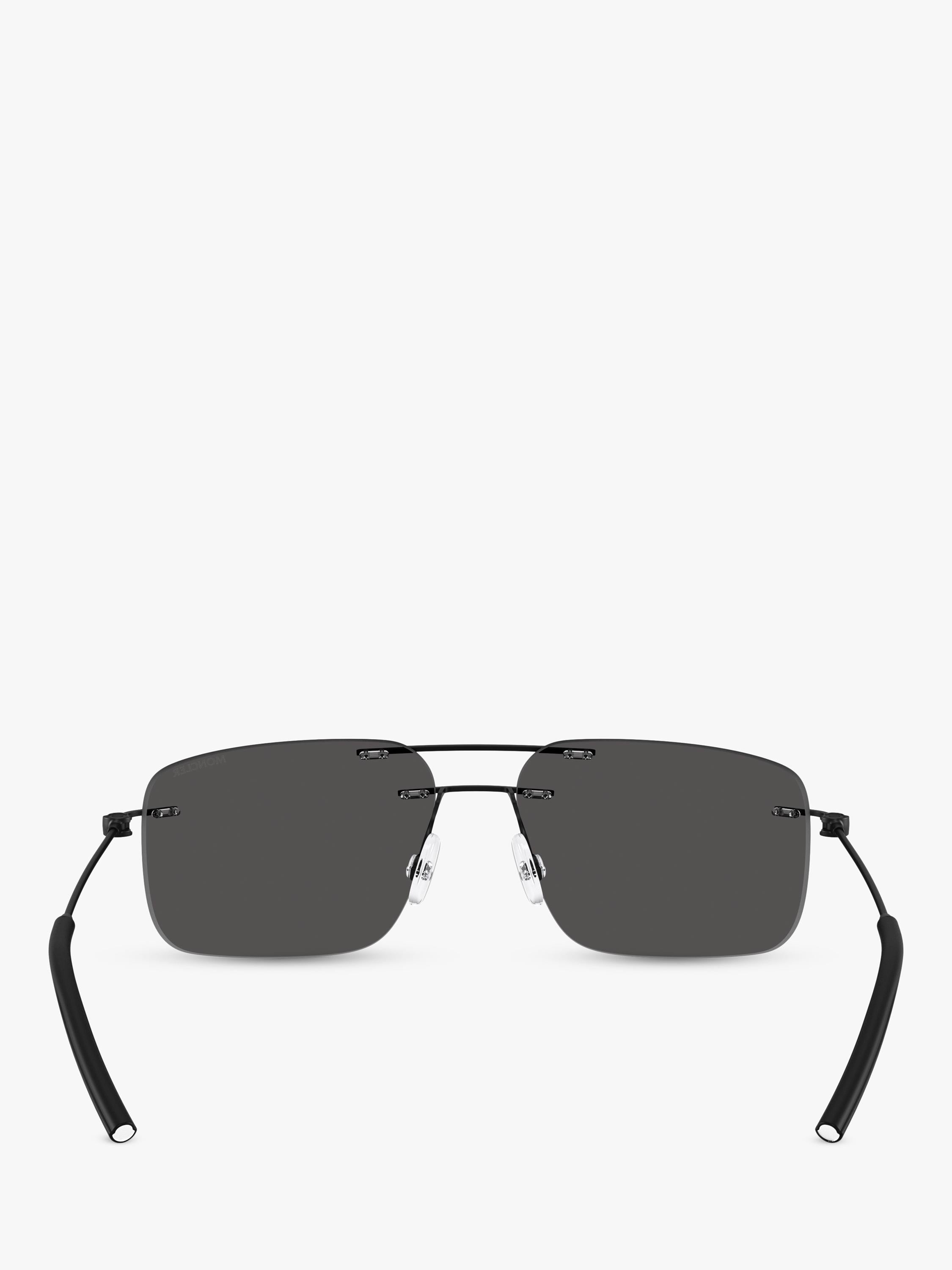 Moncler rectangular sunglasses matte black 56mm, imported from the UK