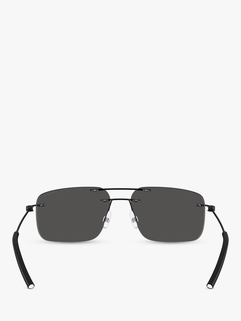 Moncler rectangular sunglasses matte black 56mm, imported from the UK