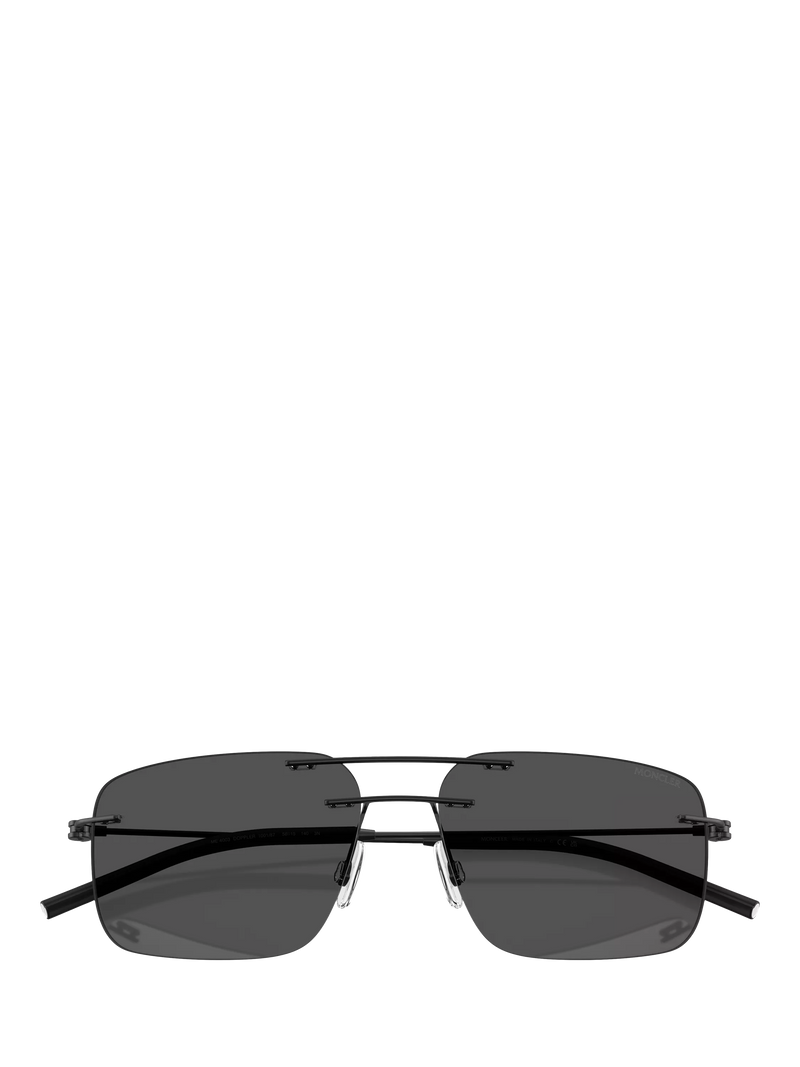 Moncler rectangular sunglasses matte black 56mm, imported from the UK