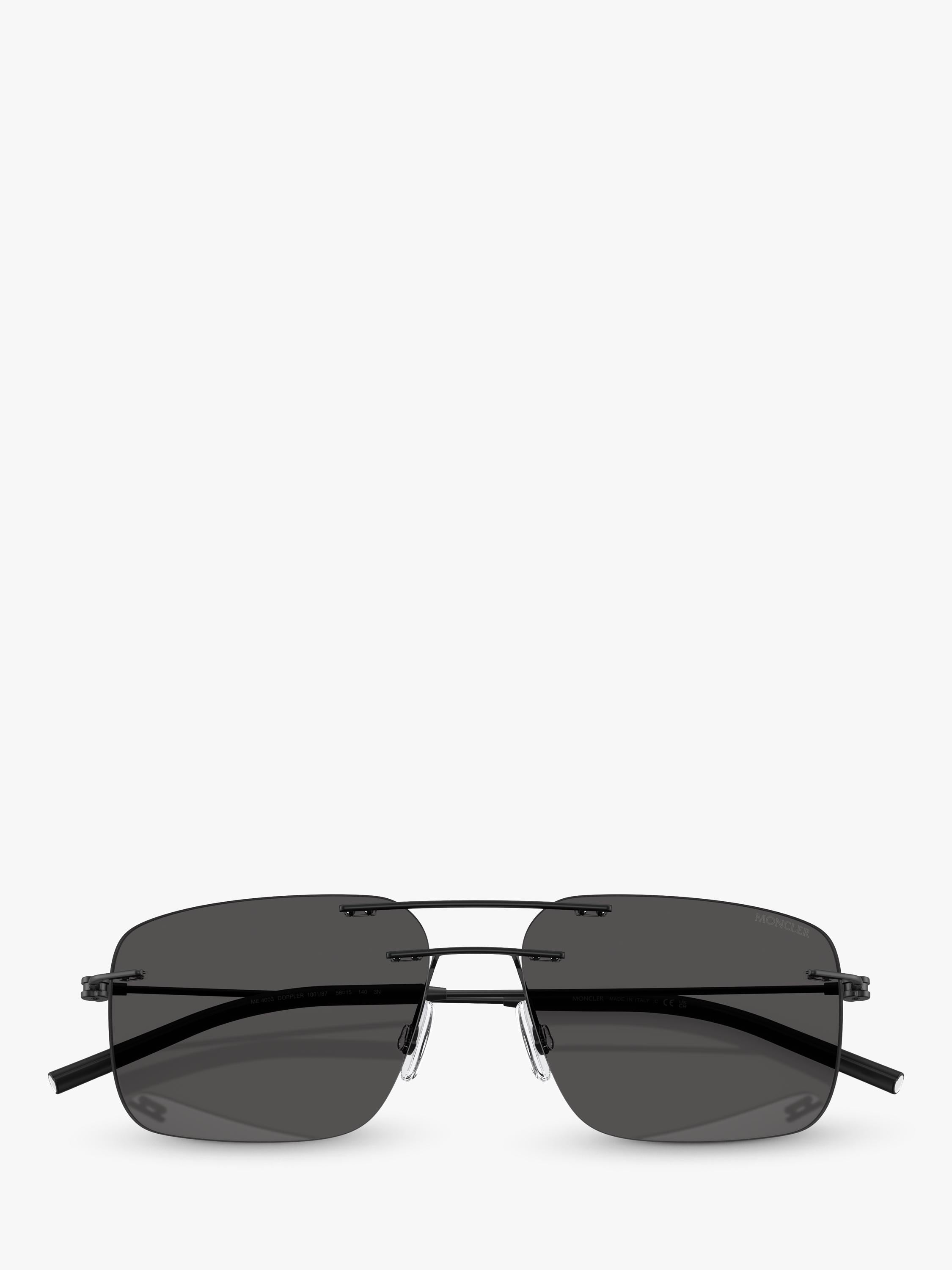 Moncler rectangular sunglasses matte black 56mm, imported from the UK