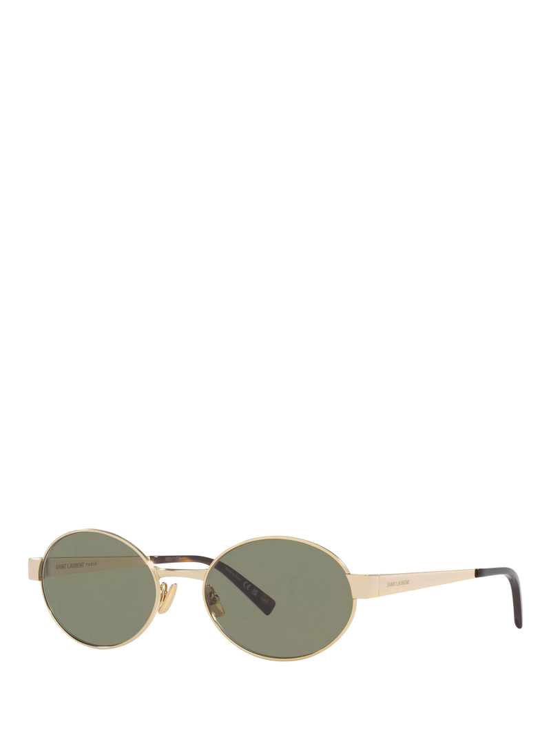 Yves Saint Laurent oval sunglasses gold metal frame green lenses, UK version