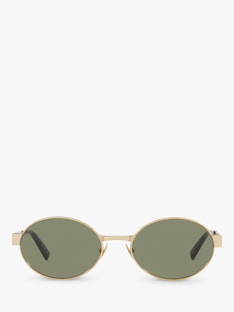 Yves Saint Laurent oval sunglasses gold metal frame green lenses, UK version
