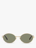 Yves Saint Laurent oval sunglasses gold metal frame green lenses, UK version