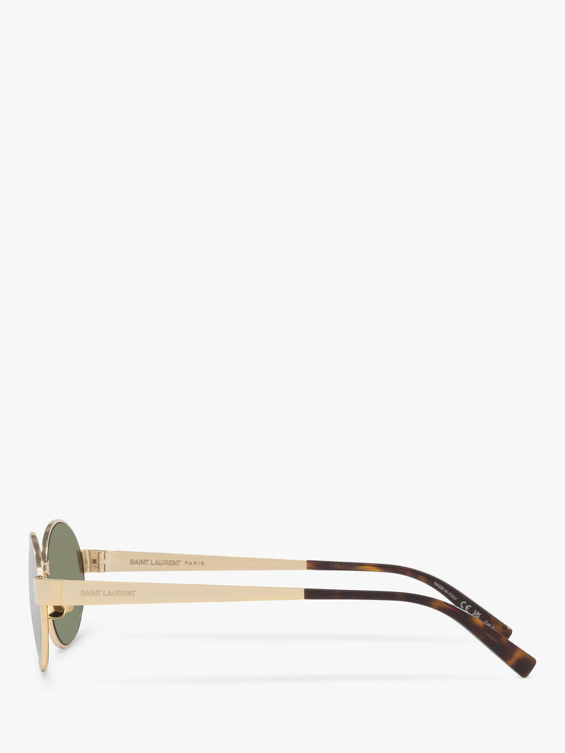 Yves Saint Laurent oval sunglasses gold metal frame green lenses, UK version