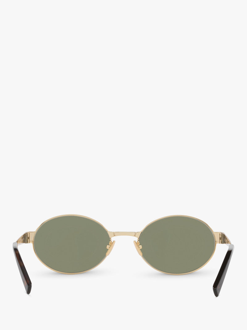 Yves Saint Laurent oval sunglasses gold metal frame green lenses, UK version