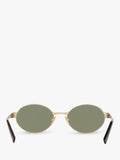 Yves Saint Laurent oval sunglasses gold metal frame green lenses, UK version