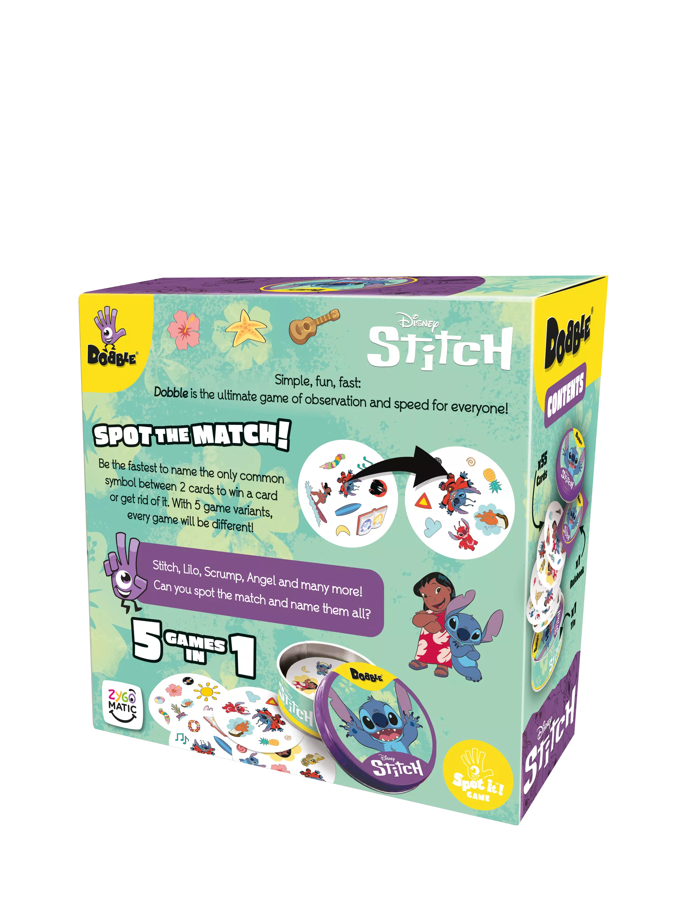 Esdevium Dobble Disney Lilo & Stitch spot the match game - British product